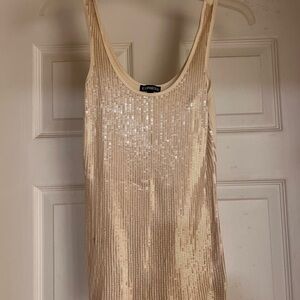 Express Cream Sequin Top